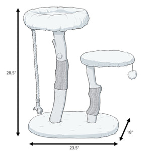 Diagram showing dimensions of Habitat Haven Oasis Cat Tree